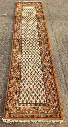 Vintage Hand Made Traditional Rug Oriental Wool Multicolor Carpet 275x68 cm