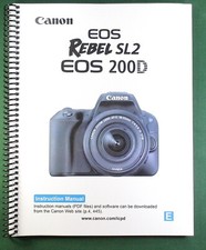 Canon Rebel SL2 / EOS 200D Instruction Manual: Full Color Protective Covers