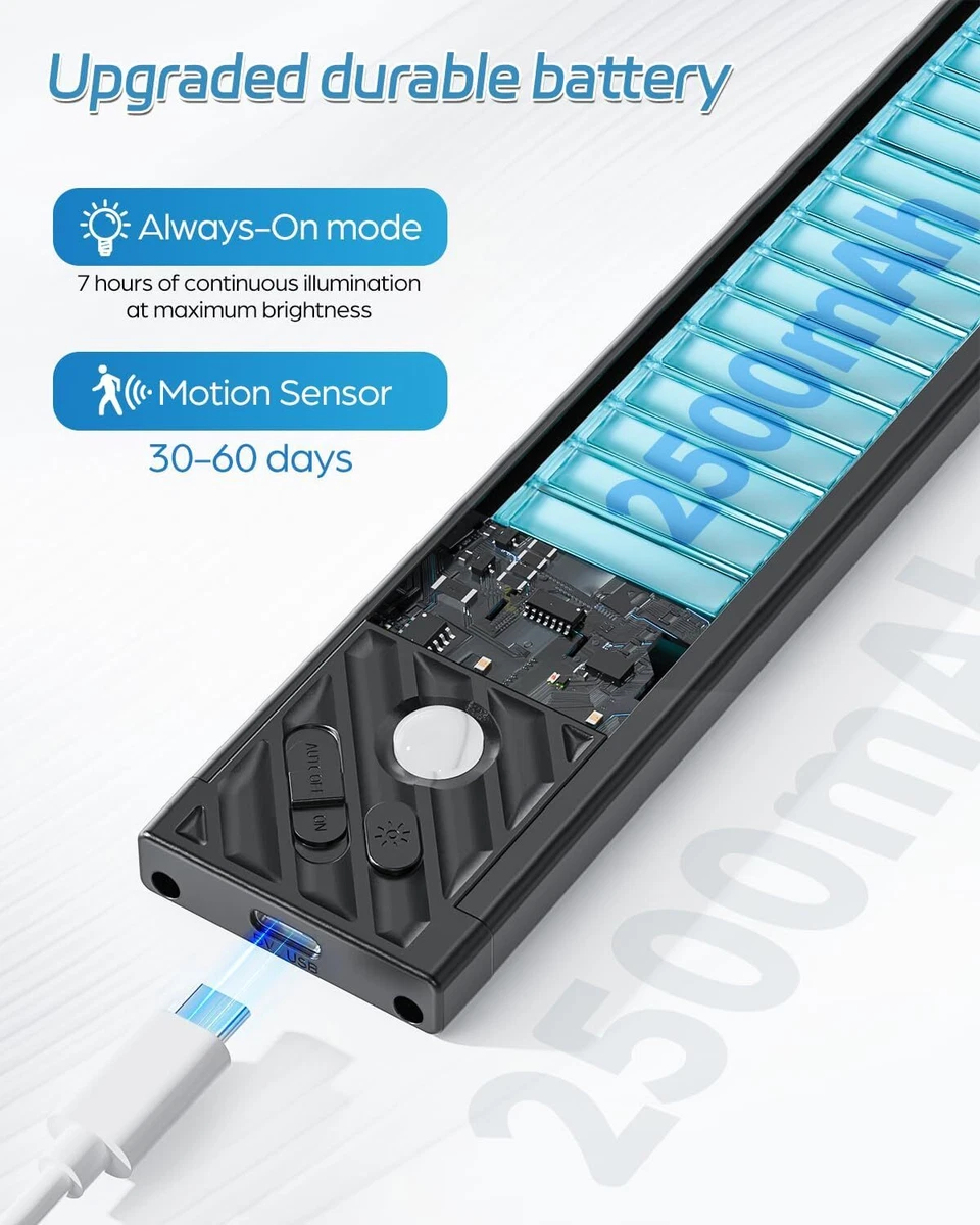 Sensor de movimiento inalámbrico debajo del gabinete armario cocina mostrador LED luz nocturna paquete de 2