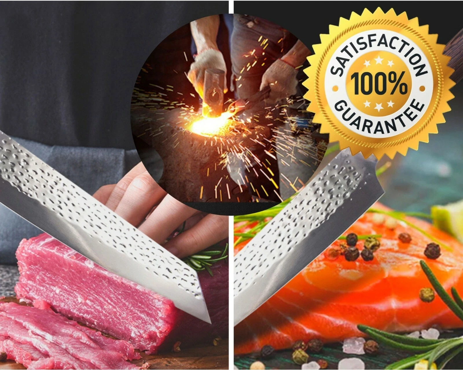 Chef Knife 9 Inch Stainless Steel Kitchen Steak Knife Meat Forged Japanese 7CR15