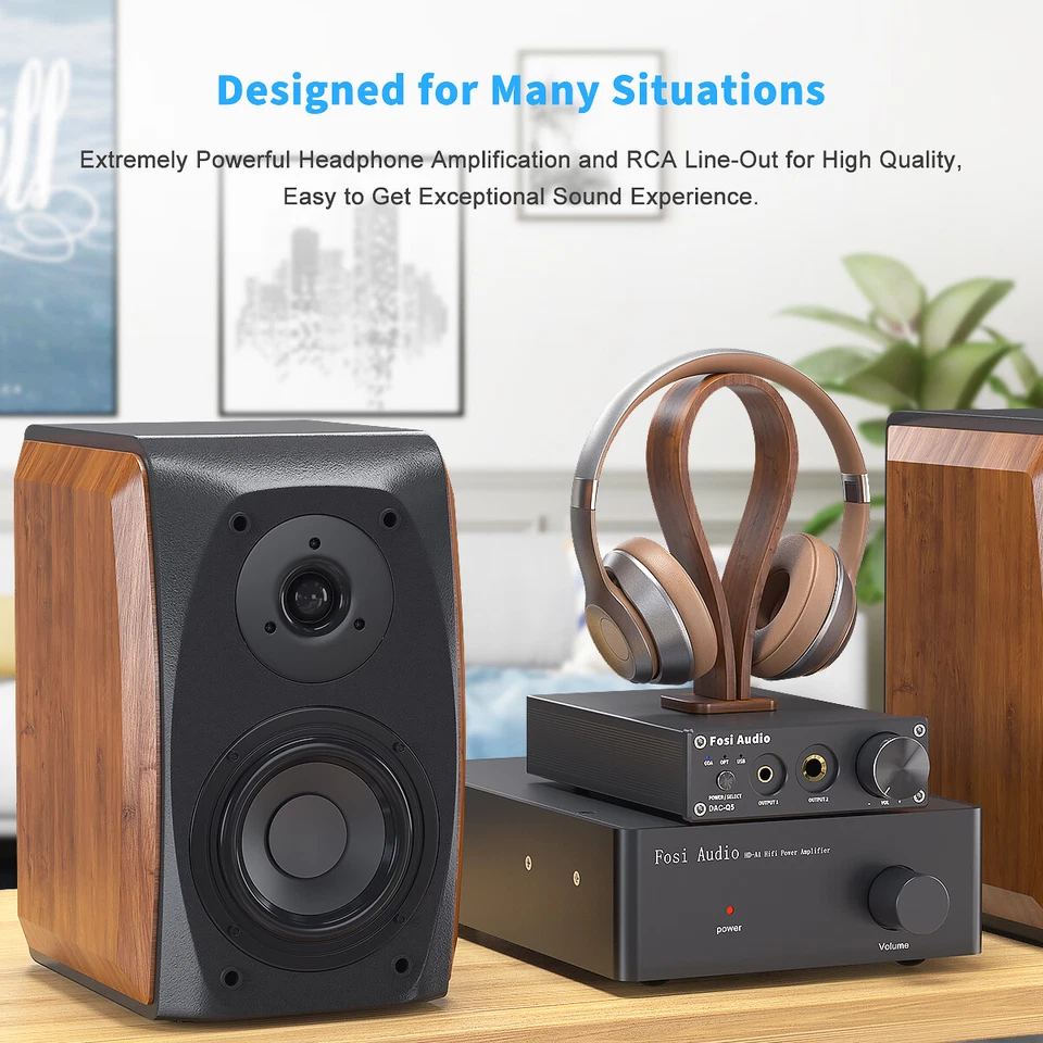 Fosi Audio Q5 Headphone Amplifier DAC w/Bass Treble Control Digital to Analog AU - Image 2 of 4