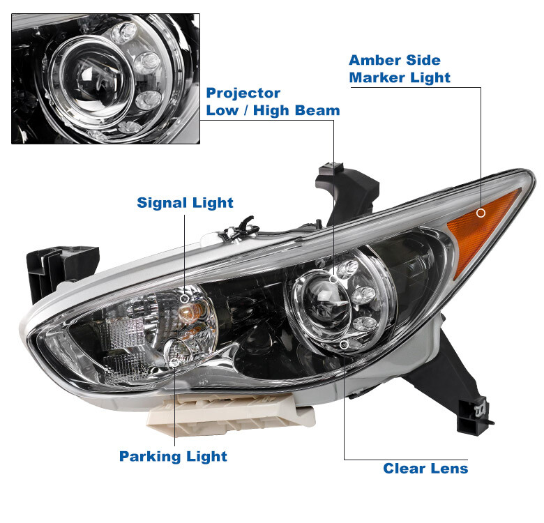 For 13 INFINITI JX35/14-15 QX60 HID/Xenon Projector Headlight