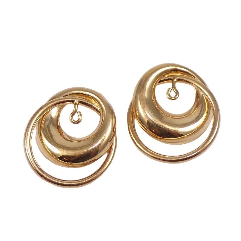 Solid 14K Yellow Gold Double Circle Earring Guard… - image 1