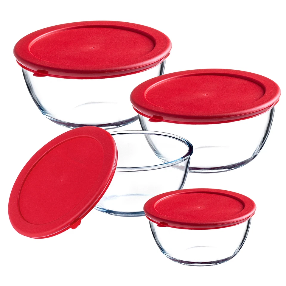KADAX 4-er Set Glasschüssel mit Deckel, Transparente Glasbehälter - Bild 4 von 4