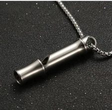 Titanium Emergency Whistle 120 High DB Outdoor EDC SOS Survival Necklace Safety