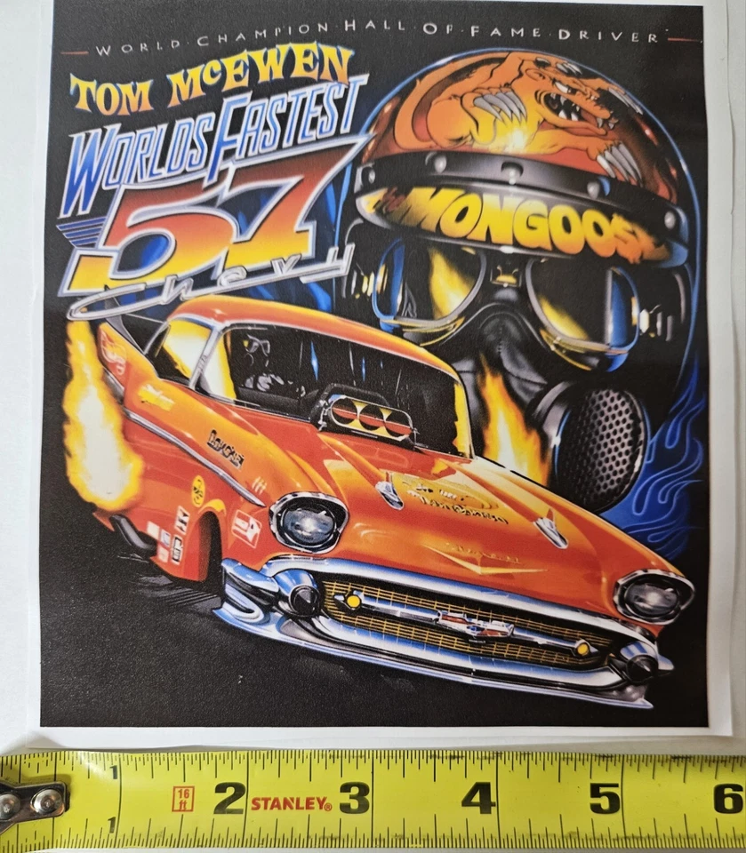 Tom "Mongoose" McEwen 1957 Chev New Cotton Mens T shirt  **Plus Decal**NHRA Drag - Image 4 of 4