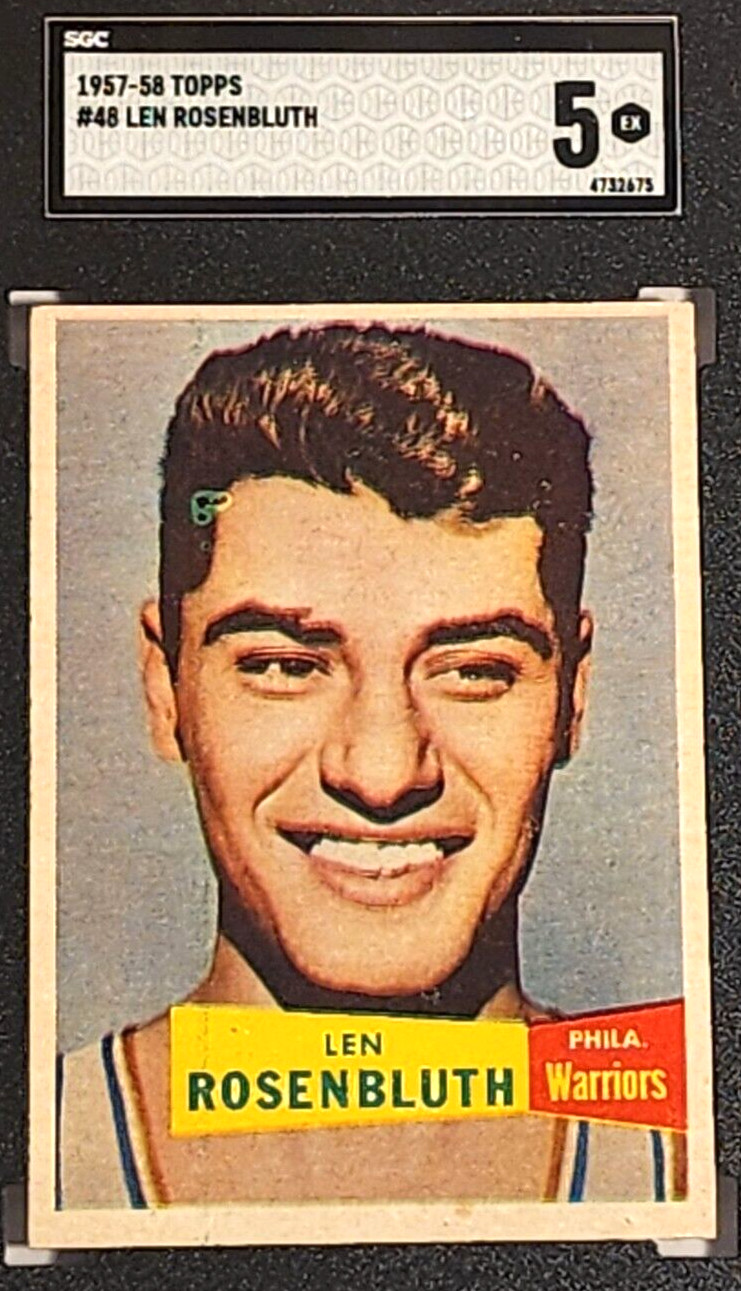 1957 TOPPS #48 LEN LENNIE ROSENBLUTH SGC EX 5 RC ROOKIE UNC TARHEELS