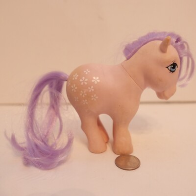Vintage My Little Pony Hasbro 1982 Blossom Pink With Purple Mane & White Flower