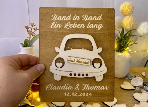 Hochzeitsgeschenk Geldgeschenk Gutschein Gutscheinkarte - Aus Holz - Auto Käfer - Bild 6 von 6