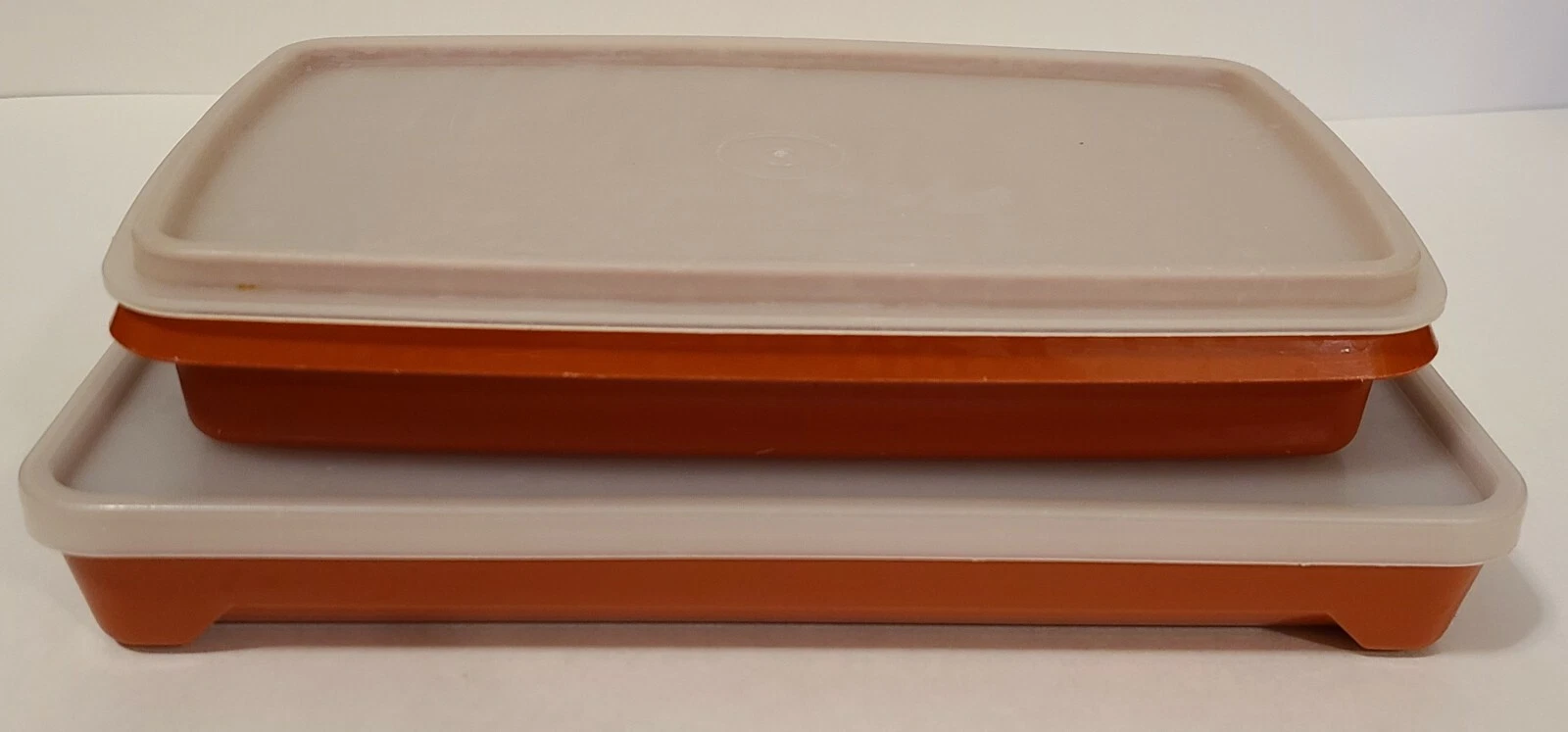 Tupperware Bacon Hot Dog Tenderizer & Meat Cheese Deli Containers Paprika Orange