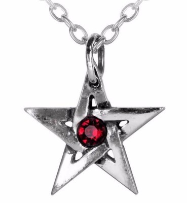 Alchemy Gothic Red Crystal Center Protective Amulet Pentagram Pendant Wicca P365