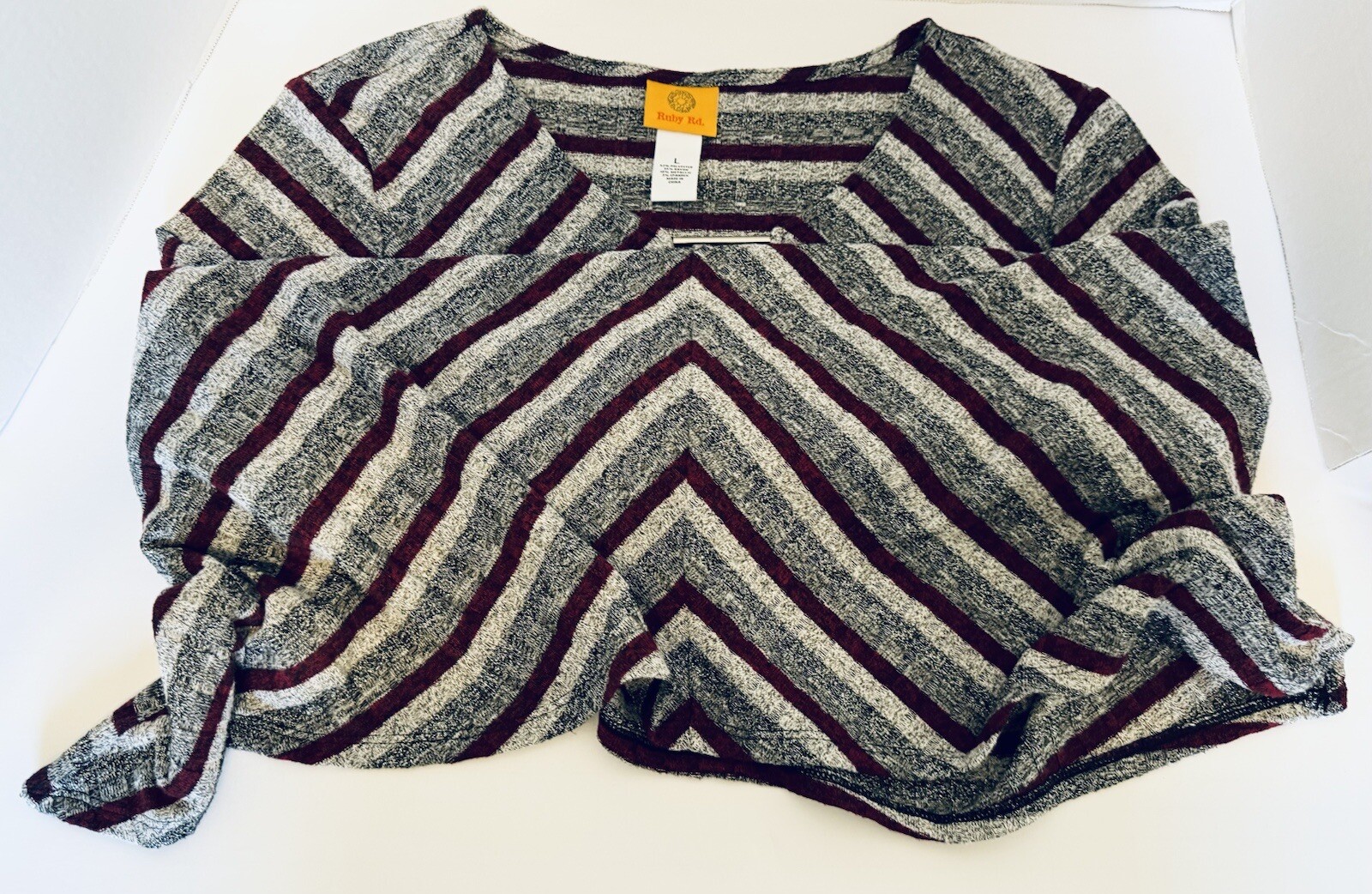 Ruby Rd Stripe Maroon Silver Metalic Thread Tunic… - image 19