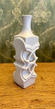 60s/ 70s MCM Germany Optical/ 3D Op Art bisque porcelain bud vase 9”