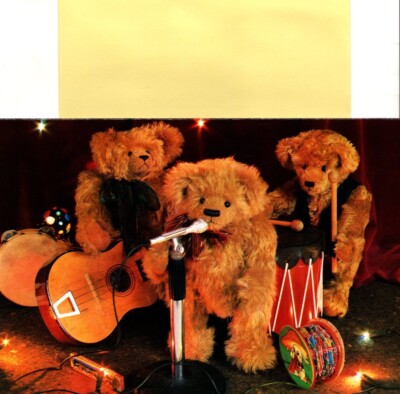 Brown Teddy Bear Bears Guitar Drum Drummer Music Musical Band Blank  Card