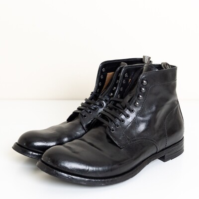 Officine Creative ANATOMIA 013 Black Leather Ankle Boots Italy Size EU 45  US 12