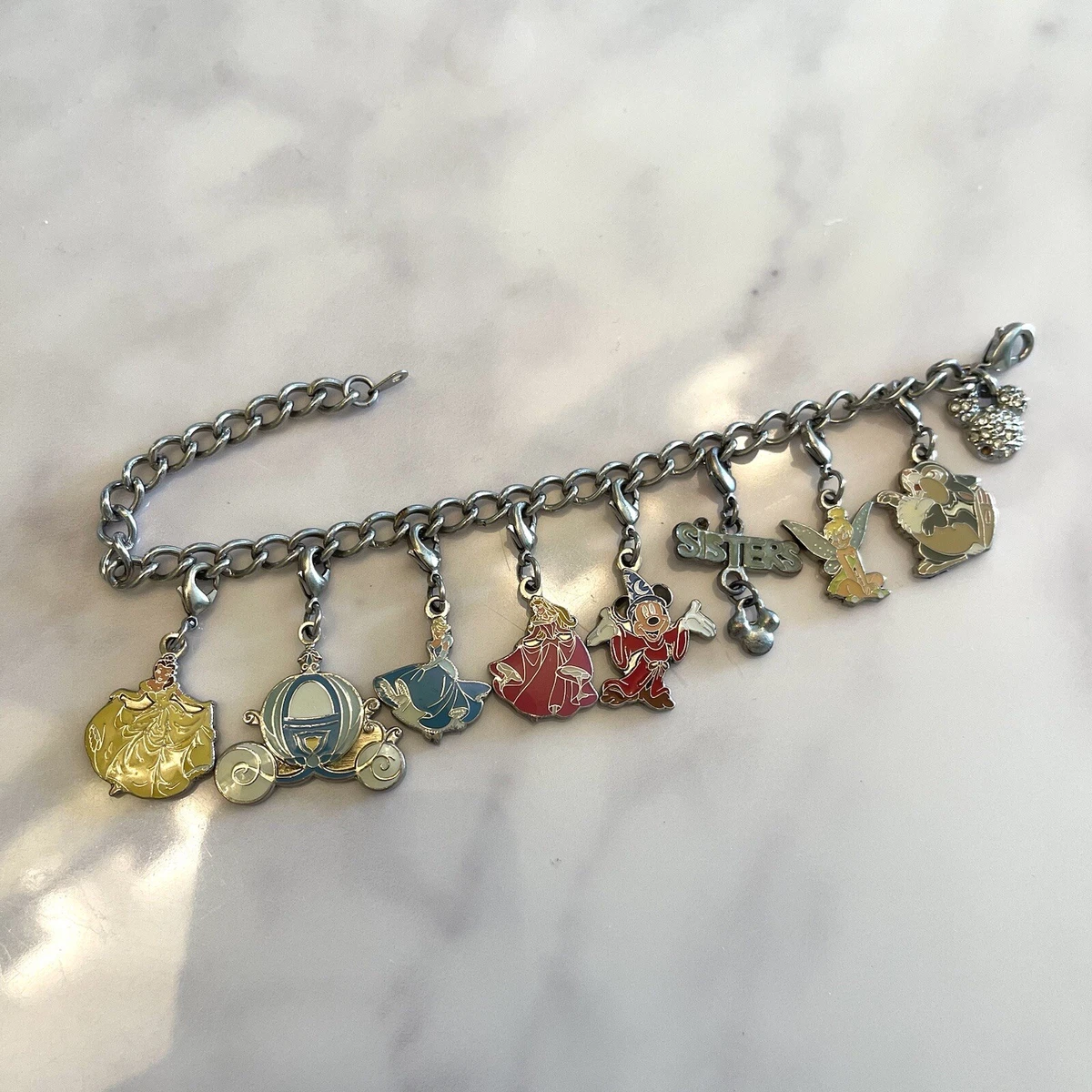 Disney World Charm Bracelet Mickey, Minnie, Cinderella, etc. Detachable  charms | eBay