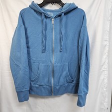 WOMENS TIME AND TRU BLUE ZIPPERED HOODIE WITH POCKETS SIZE SMALL 4-6