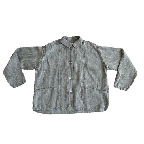 Flax Jeanne Englehart Flax Button Up Shirt Jacket Brown Tan Lagenlook Size Small