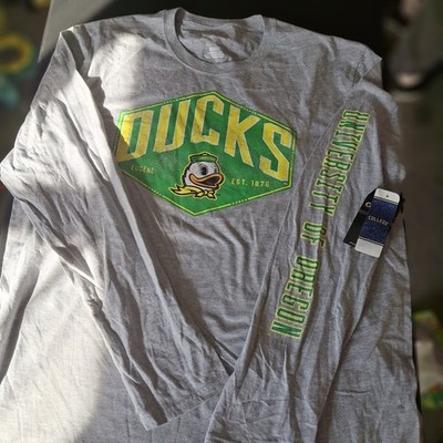 Oregon Ducks Long Sleeve Shirt Size XL Gray Extra Large New With Tags