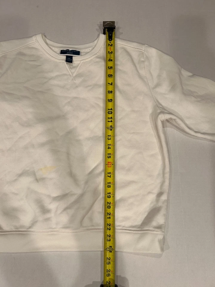 Sudadera para mujer Karen Scott cuello redondo XL crema pulóver informal Top Foto 3 de 4