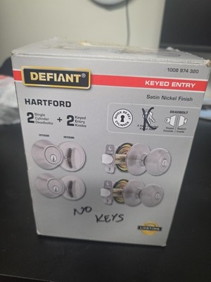 Defiant Hartford Satin Nickel Single Cylinder Keyed Entry Project Pack No KEYS