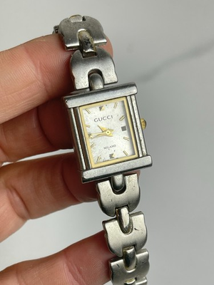 #ad vintage Gucci Jenny Swiss Silver Dial Stainless Steel Ladies Watch Rectangular GBP 14.09