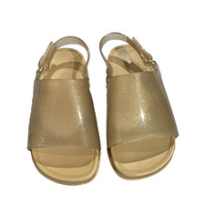 Mini Melissa Beach Slide Sandals Toddlers Girls 10 Tan Gold Glitter Slingback