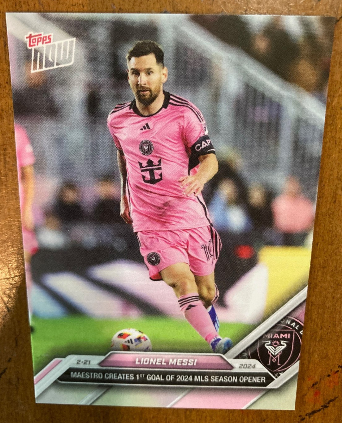 2024 Topps Now MLS Lionel Messi #1 Inter Miami CF Created 1st Goal o/Season Mint view 1