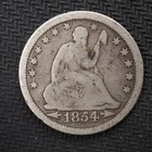 1854 ARROWS SEATED LIBERTY SILVER QUARTER *FREE SHIPPING** C4320