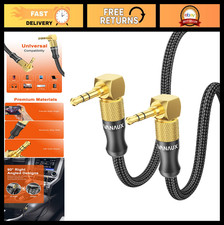 90  Right Angle 3.5mm Aux Cable Male to Male Stereo Audio Cord for Laptop, Phone
