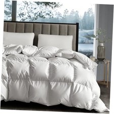 White Goose Down Fiber Comforter Queen Fluffy Goose Full/Queen Extra Warmth
