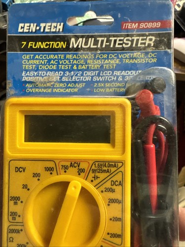 Cen-Tech 90899 Tester Multimetro Digitale 7 Funzioni con Cavi Corrente Tensione DC - Foto 2 di 4