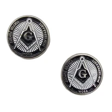 2 x GRIP MEDALLIONS Colt, Kimber, Beretta, S&W, and all clones Silver Masonic