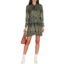 Alice + Olivia Tanisha Tie-Neck Mini Dress Green Size 8 NWT