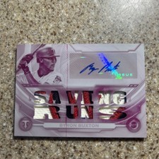 BYRON BUXTON 2019 TOPPS TRIPLE THREADS AUTO GAME-WORN COLOR PRIME PATCH! #1/1!!!