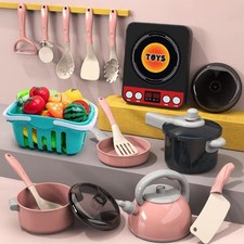 28Pcs Kids Kitchen Toy Set Pretend Play Cooking Accessories for christmas Girls