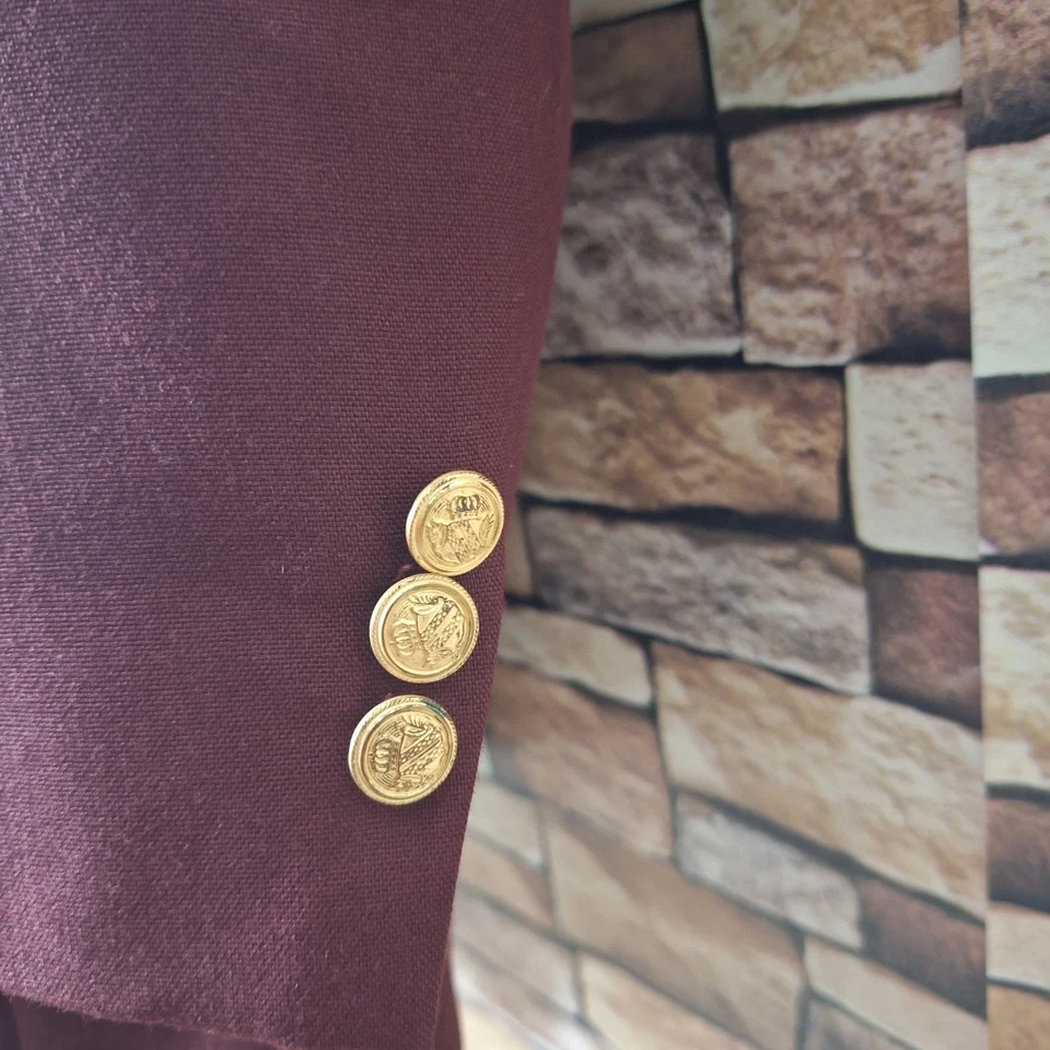 David Taylor Blazer Jacket Mens 48L Red with Gold Buttons Single Vented - Image 4 of 4