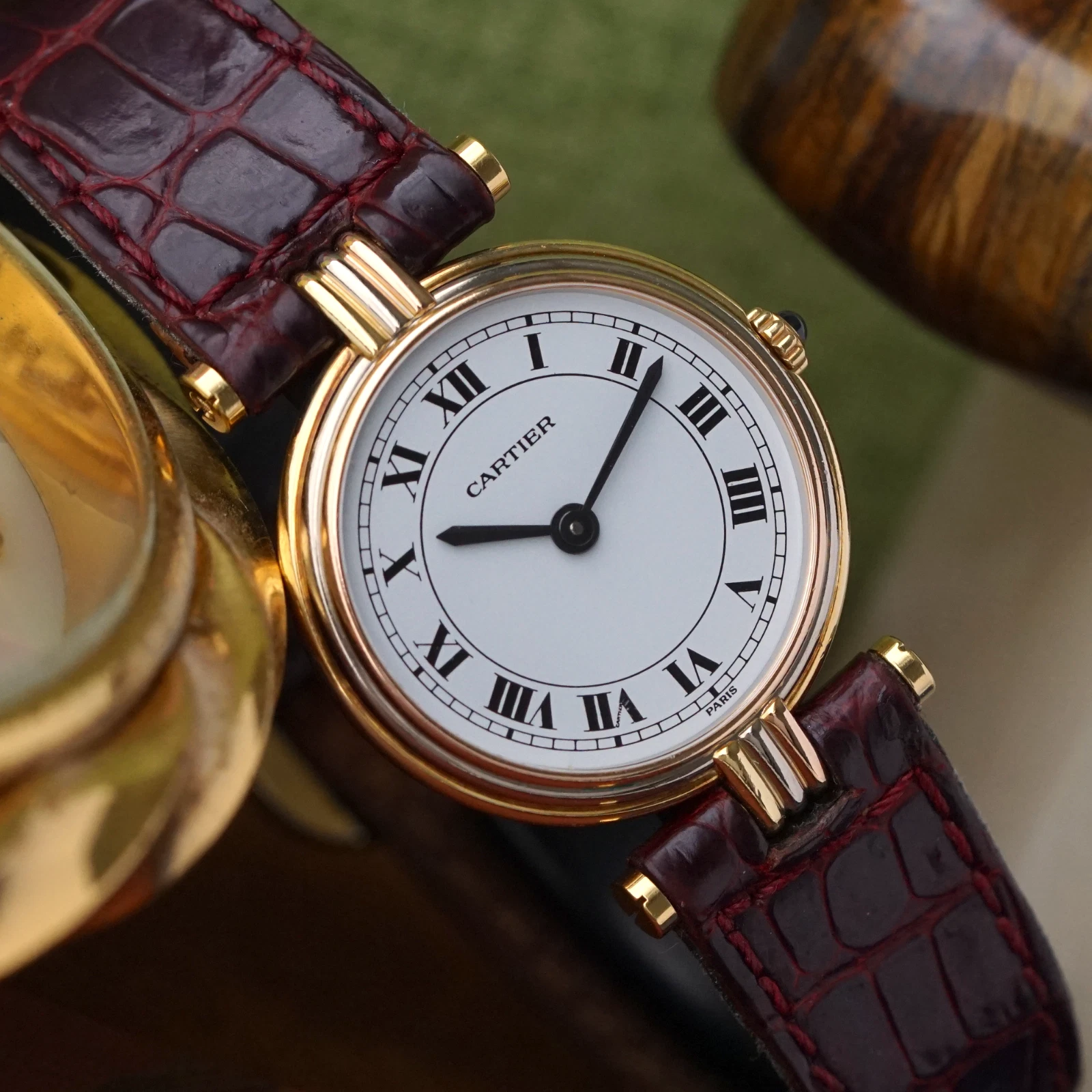 Cartier — Cartier 1990s Vendome Trinity 18k Trigold Yellow White Rose Gold 25mm Quartz