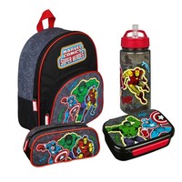 Set Avengers | Kinderrucksack Mit Trinkflasche, Brotzeitdose Und Schlampermappe