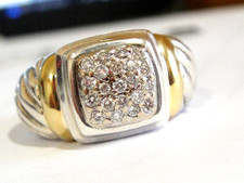 DAVID YURMAN 18K , SILVER DIAMOND RING