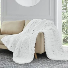 SUNYRISY Chunky Knit Throw Blanket, Luxury Soft Cozy Chenille Throw Blanket, ...