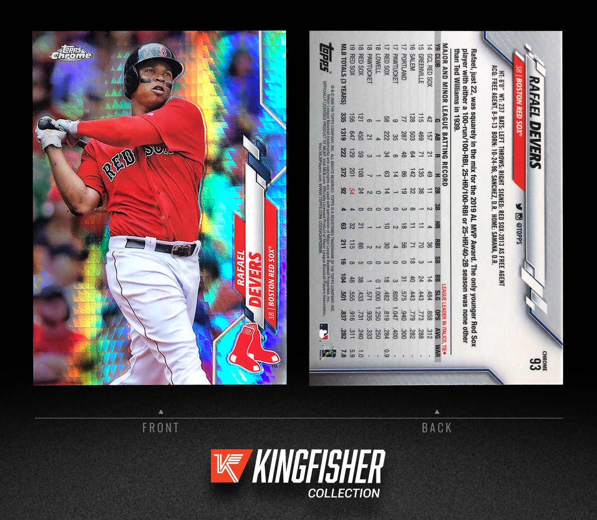 Rafael Devers 2020 Topps Chrome Prism Refractor #93 Boston Red Sox
