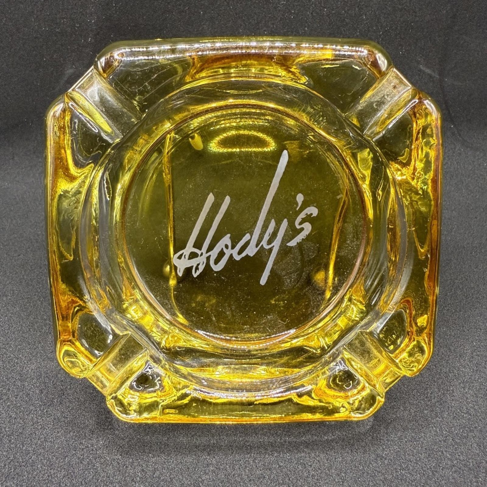 Rare Vintage Hody's Los Angeles 4" Amber Glass Ashtray Free Fast Shipping