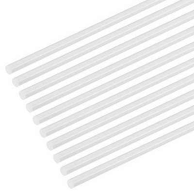 10 Pack Round Plastic Bars Rods 3x250mm ABS Smooth Tube White DIY Craft