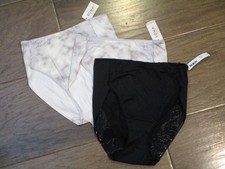 3-PACK SOMA VANISHING TUMMY HIGH LEG W/LACE PANTIES IN SILVER/BLACK SIZE MEDIUM