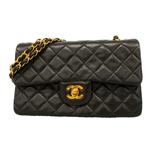 Auth [6id5990] CHANEL Shoulder Bag Matrasse W flap WChain Lambskin Black Gol...