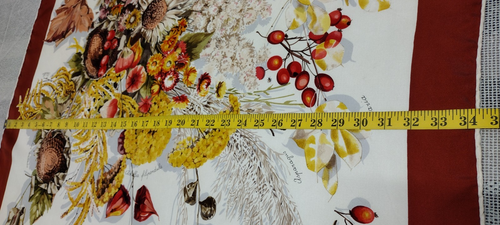 Vintage Large Silk Scarf Mantero Collection N. 8 Hand Rolled Edges FALL BOUQUET - Picture 4 of 19