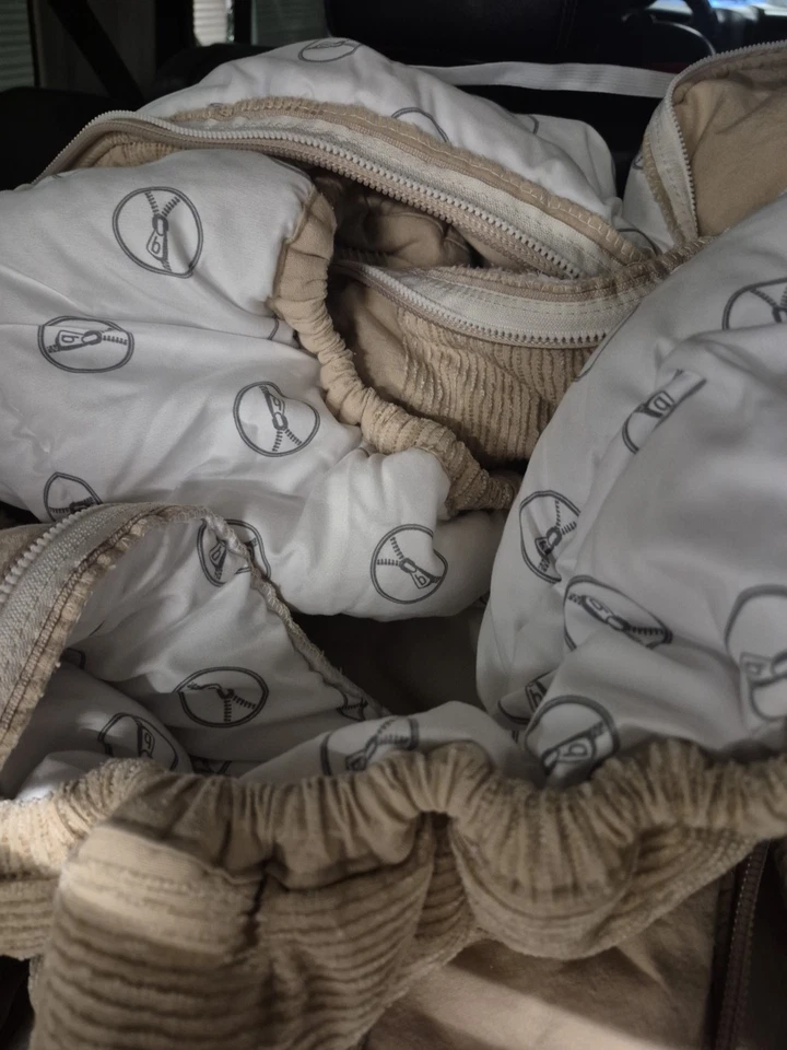 Кровать Beddys Bed At Ease 6 шт. ДВОЙНОЙ хлопок бежевый и белый в полоску СМ. ДЕТАЛИ Б/У В ОТЛИЧНОМ СОСТОЯНИИ - Изображение 4 из 4