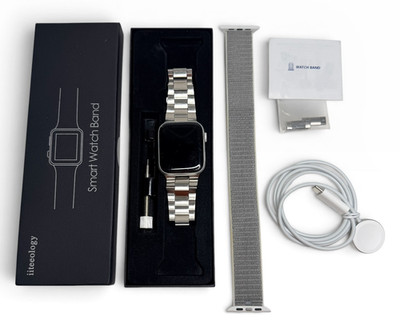 VGUC Apple Watch 44mm Silver Aluminum w/ Silver Stainless Steel Band