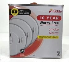 Kidde 10 Year 3-Pack Battery Powered Smoke Detector with Ionization Sensor